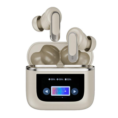 Wireless Anc Bluetooth Earphones With Touch Screen And Active Noise Reduction Champagne Gold Earbuds