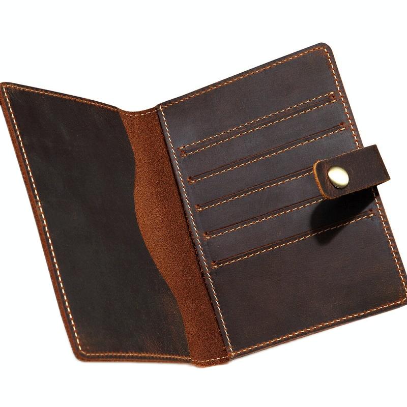 Dark Coffee Leather Passport Holder Travel Wallets