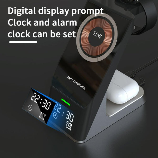 15W 6 In Magnetic Wireless Charger With Clock For Iwatch / Airpods Chargers & Cradles