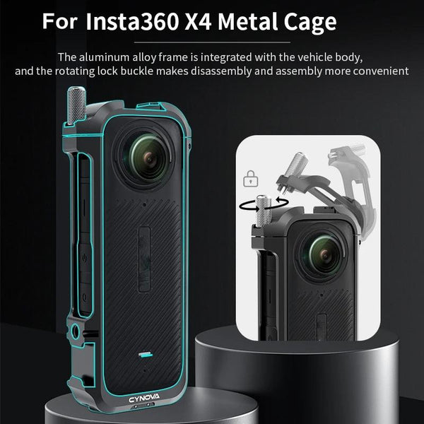 Metal Rabbit Cage And Lens Cover Set For Insta360 X4 Camera Audio Video Accessories Camera Cases Bags & Covers