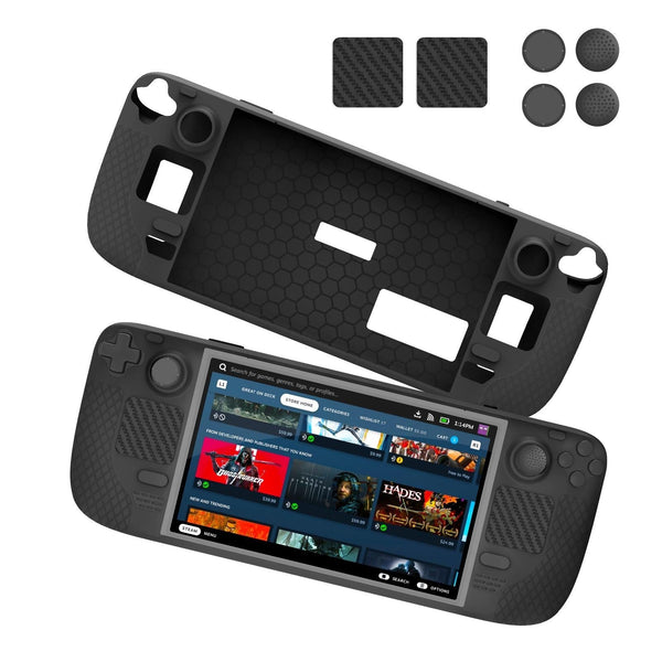 7 Piece Silicone Case & Joystick Cap Set For Steam Deck With Touch Board Sticker Red Other Video Game Accessories