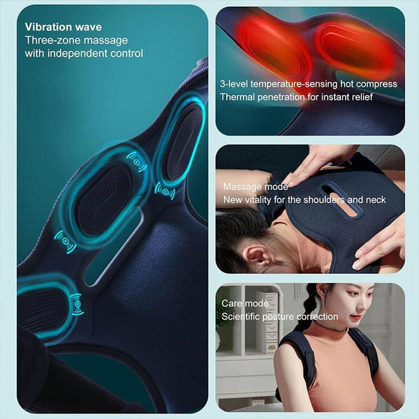 Electric Shoulder Neck Massage Belt Back Correction Belt Navy Blue Massagers