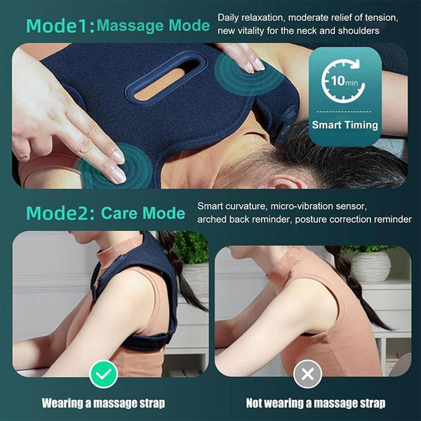 Electric Shoulder Neck Massage Belt Back Correction Belt Navy Blue Massagers