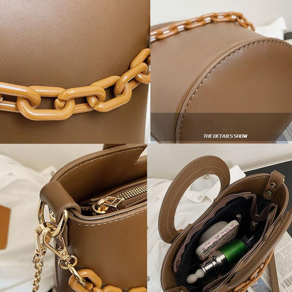 Stylish Round Chain Crossbody Bag For Women Black Women's Bags & Handbags