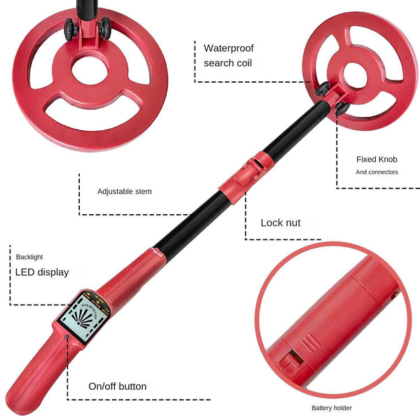 Outdoor Treasure Hunter Metal Detector For Kids Science Toy_Red Metal Detectors
