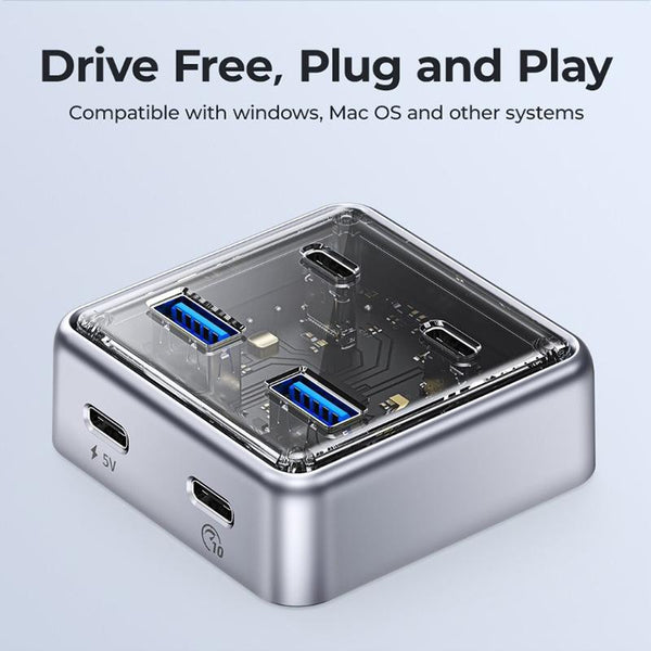4 Port Usb 3.0 Hub Converter Compact Silver Usb Cables Hubs & Adapters
