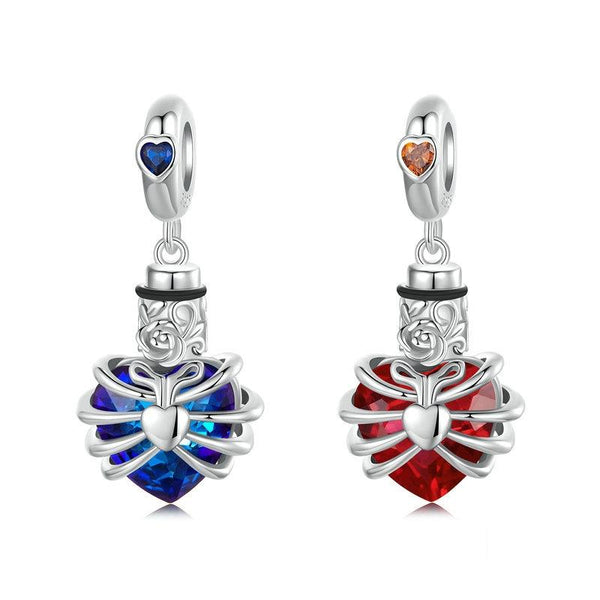 925 Sterling Silver Heart Pendant With Beaded Detail Blue Charms & Pendants