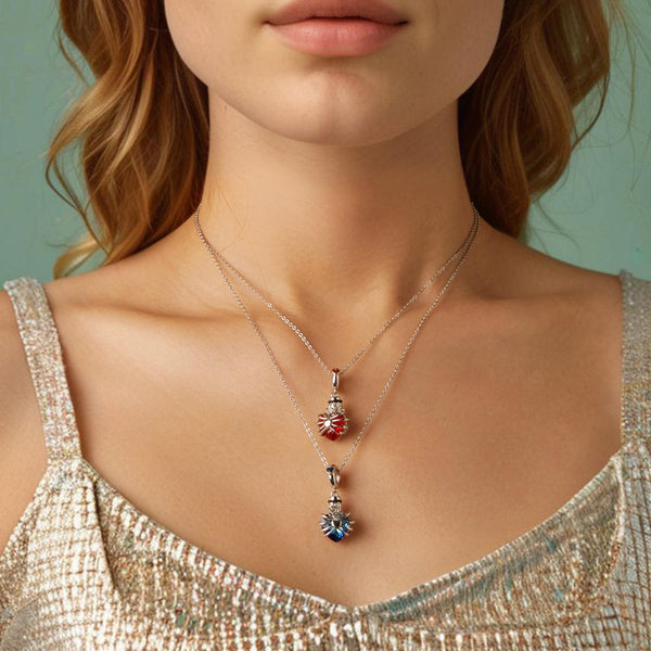 925 Sterling Silver Heart Pendant With Beaded Detail Blue Charms & Pendants