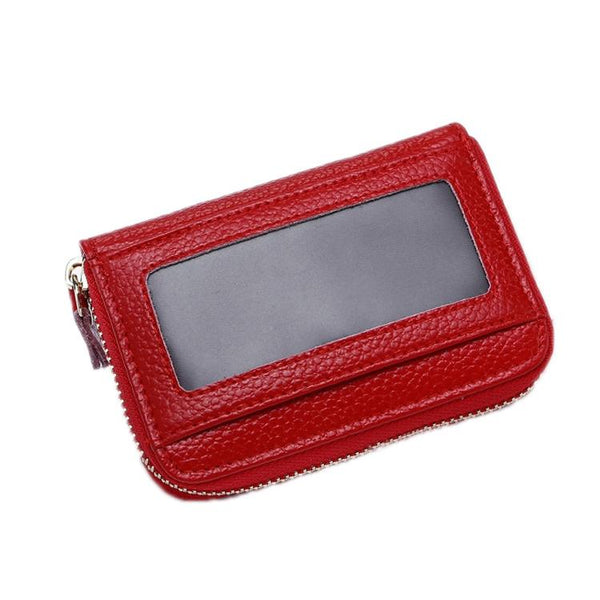 Multi Position Zipper Organ Card Holder Versatile Business Accessory Red Business Card Holders