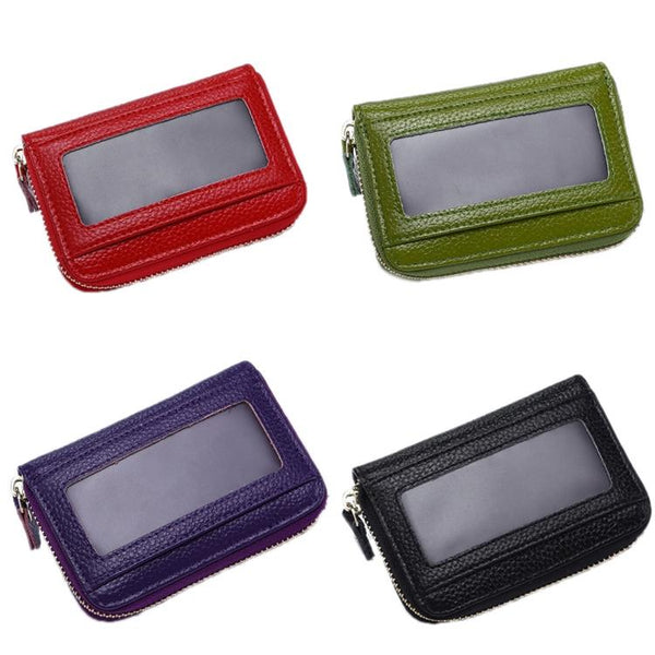 Multi Position Zipper Organ Card Holder Versatile Business Accessory Red Business Card Holders