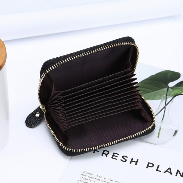 Multi Position Zipper Organ Card Holder Versatile Business Accessory Red Business Card Holders
