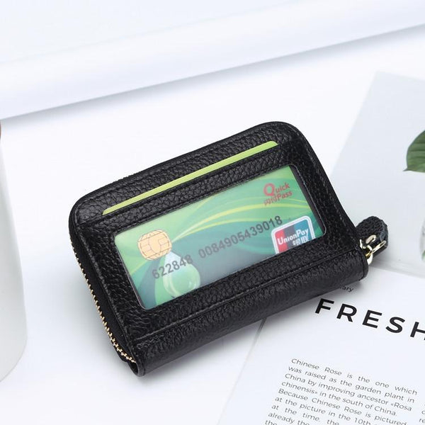 Multi Position Zipper Organ Card Holder Versatile Business Accessory Red Business Card Holders