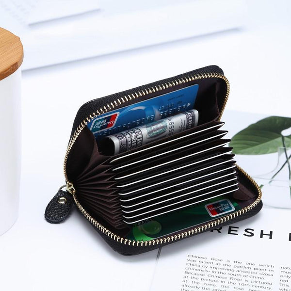 Multi Position Zipper Organ Card Holder Versatile Business Accessory Red Business Card Holders