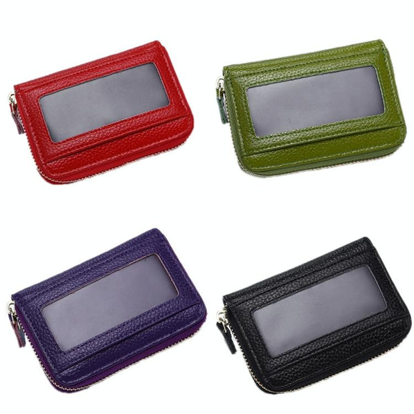 Multi Position Zipper Organ Card Holder Versatile Business Accessory Red Business Card Holders