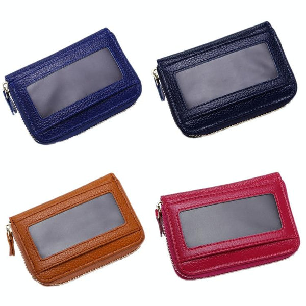 Multi Position Zipper Organ Card Holder Versatile Business Accessory Red Business Card Holders