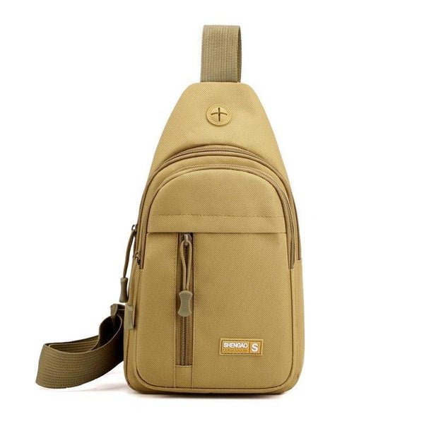 Messenger Chest Bag Durable Oxford Cloth Shoulder For Outdoor Activities Khaki Bags