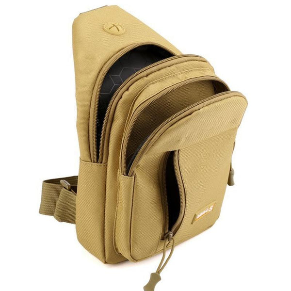 Messenger Chest Bag Durable Oxford Cloth Shoulder For Outdoor Activities Khaki Bags