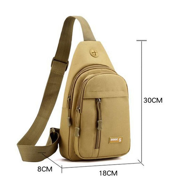 Messenger Chest Bag Durable Oxford Cloth Shoulder For Outdoor Activities Khaki Bags