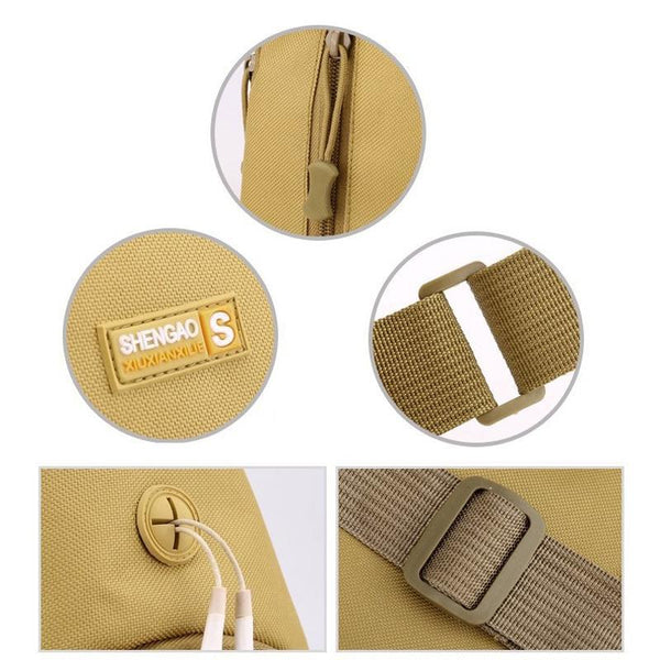 Messenger Chest Bag Durable Oxford Cloth Shoulder For Outdoor Activities Khaki Bags