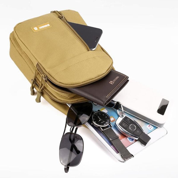 Messenger Chest Bag Durable Oxford Cloth Shoulder For Outdoor Activities Khaki Bags