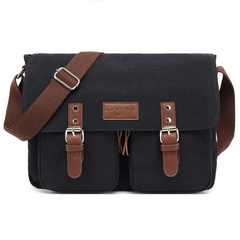 Men Canvas Crossbody Messenger Bag Black Bags