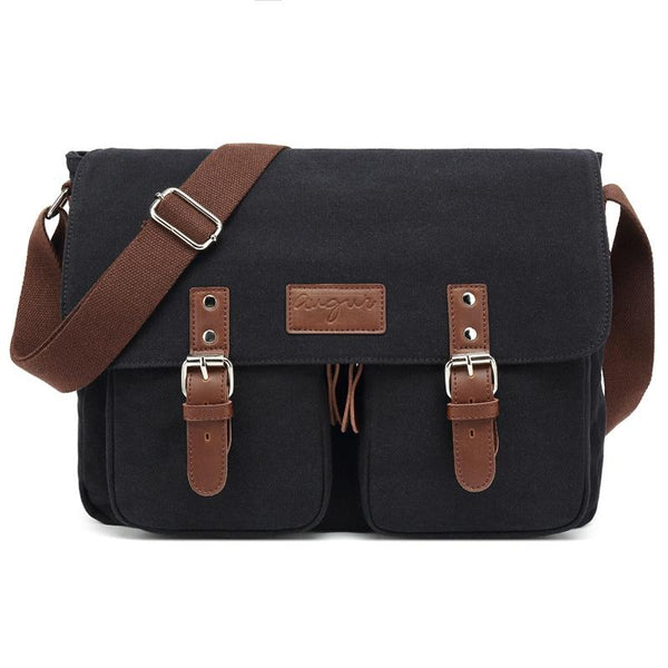 Men Canvas Crossbody Messenger Bag Black Bags