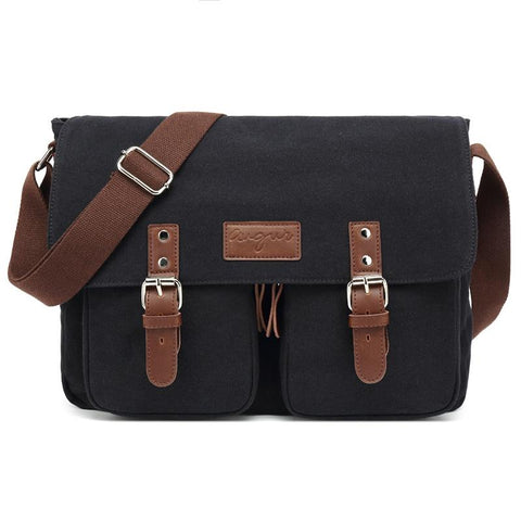 Men Canvas Crossbody Messenger Bag Black Bags