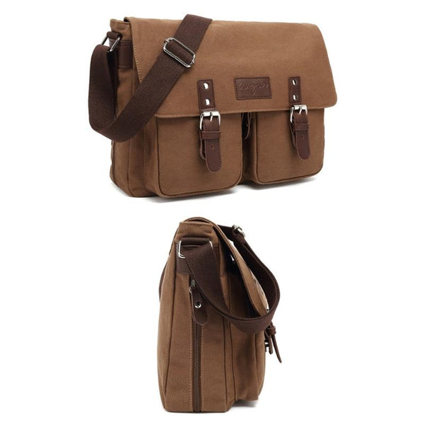 Men Canvas Crossbody Messenger Bag Black Bags