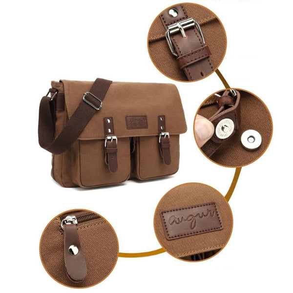 Men Canvas Crossbody Messenger Bag Black Bags