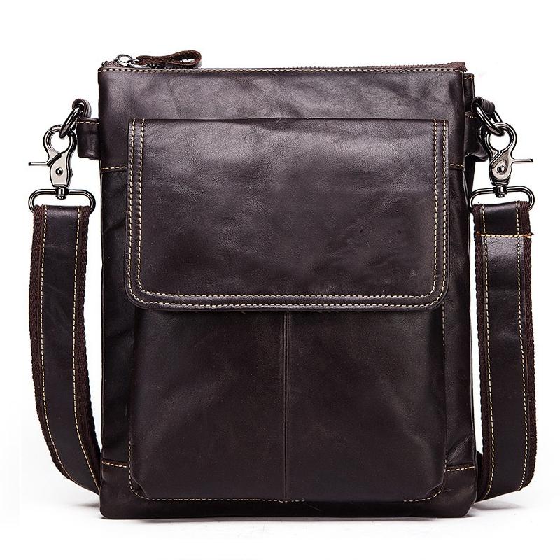 Retro Leather Crossbody Backpack For Men Dark Brown Bags