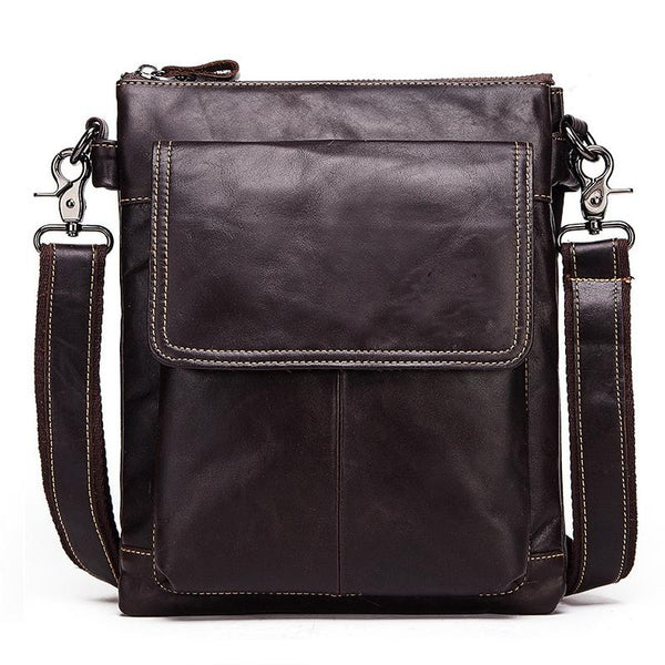 Retro Leather Crossbody Backpack For Men Dark Brown Bags