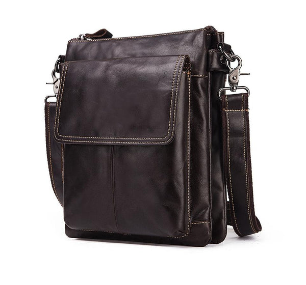 Retro Leather Crossbody Backpack For Men Dark Brown Bags
