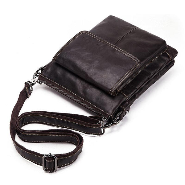 Retro Leather Crossbody Backpack For Men Dark Brown Bags