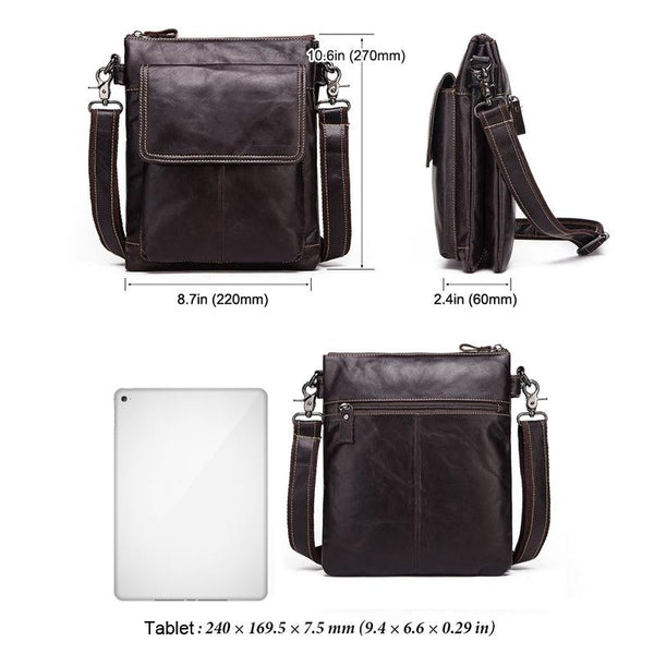 Retro Leather Crossbody Backpack For Men Dark Brown Bags