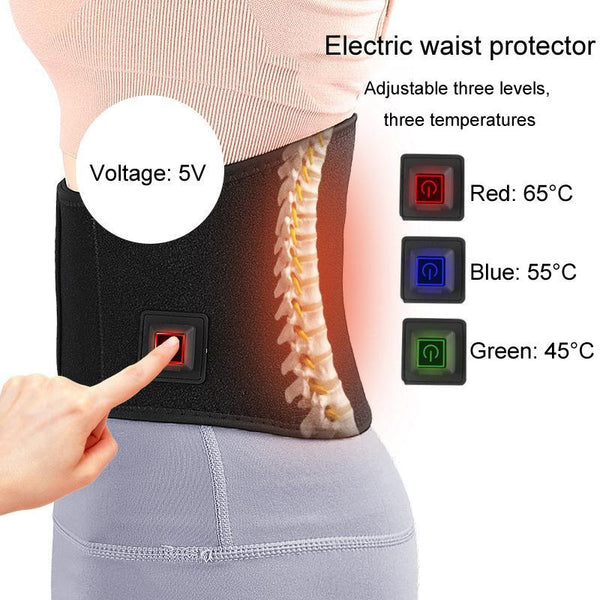 Usb Heated Waist Belt For Sports Therapy Black Belts