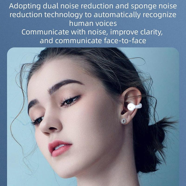 Ear Clip Type Sound Conduction Concept Bluetooth Earphone Digital Display Charging Case Black Earbuds