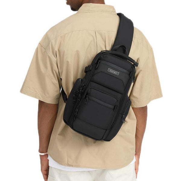 Lightweight Men Waterproof Crossbody Chest Bag Travel Companion Black Bags