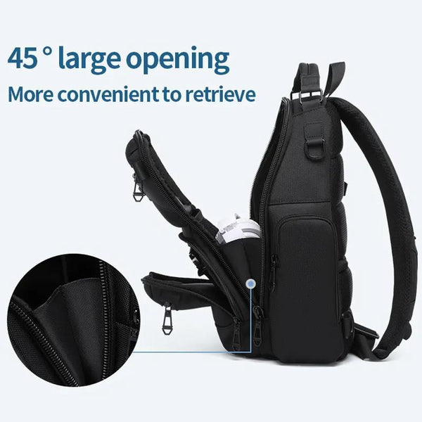 Lightweight Men Waterproof Crossbody Chest Bag Travel Companion Black Bags