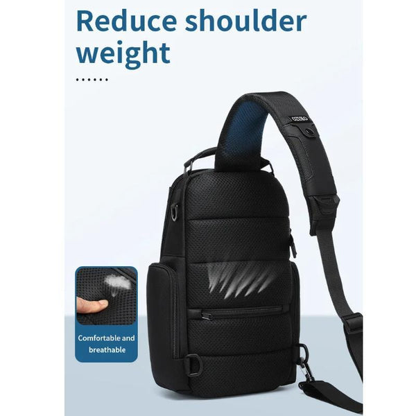 Lightweight Men Waterproof Crossbody Chest Bag Travel Companion Black Bags