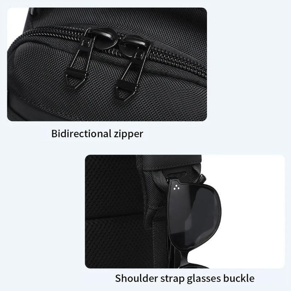 Lightweight Men Waterproof Crossbody Chest Bag Travel Companion Black Bags