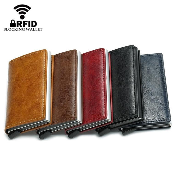 Anti Magnetic Rfid Leather Metal Wallet Universal Fit Black Wallets