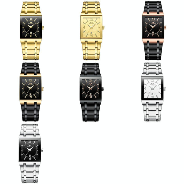 Waterproof Square Men Watch With Calendar 50M Full Gold Black Surface Watches