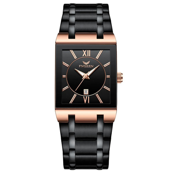 Waterproof Square Men Watch With Calendar 50M Full Gold Black Surface Watches