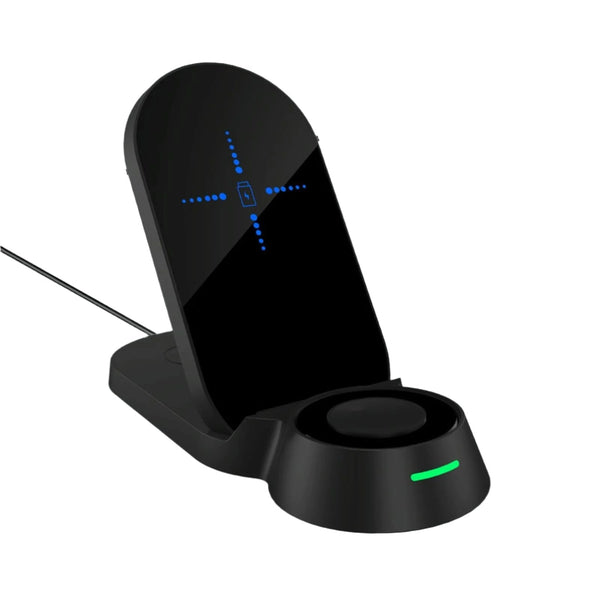 3 In 1 Foldable Wireless Charger For Smart Devices Black Chargers & Cradles
