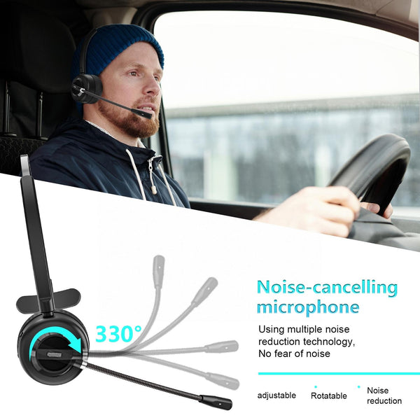 Wireless Noise Cancelling Headset With Mic Black Headsets