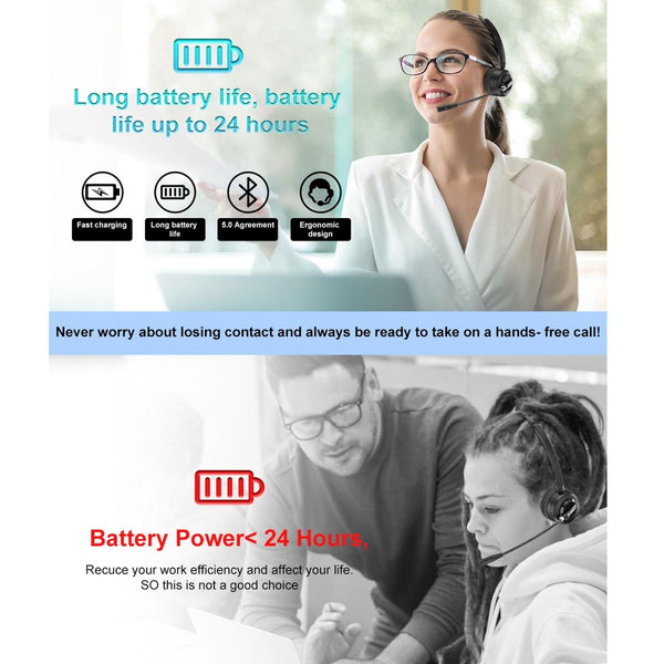 Wireless Noise Cancelling Headset With Mic Black Headsets