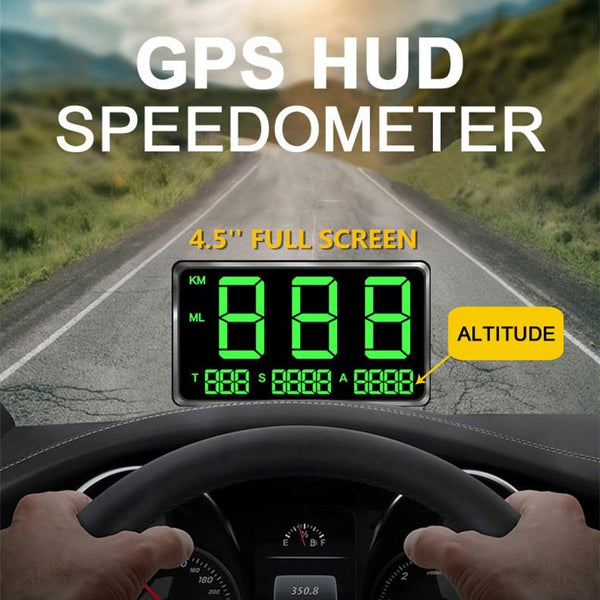 4.5 Inch Hud Car Speed Meter With Overspeed Alarm Mileage Altitude Clock Black Other Car Video