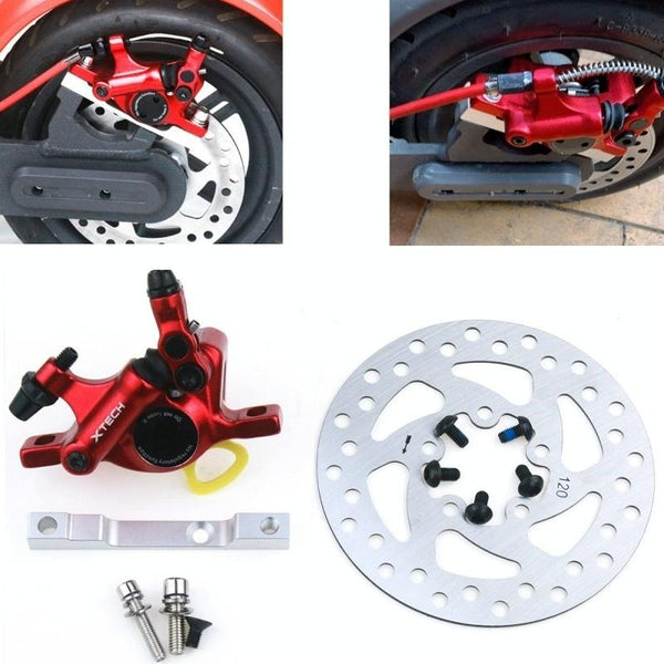 Upgraded 3 In 1 Scooter Brake & Seat Set For Xiaomi M365 Pro Red Brake + Silver Adapter Accessories