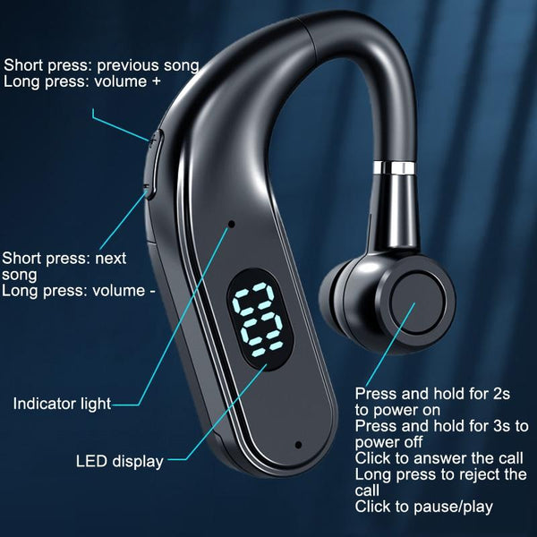 X5 Bluetooth Hanging Ear Sports Headset With Digital Display Earbuds