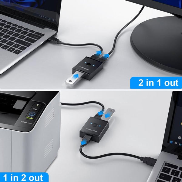Usb3.0 Bidirectional Printer Splitter Black Kvm Switches